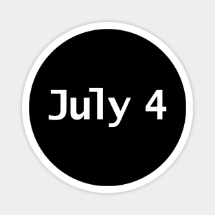 July 4 Typography in White Text Magnet